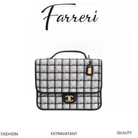 香奶奶 22K高级手工坊，黑白毛呢双肩包！