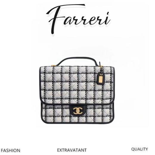 香奶奶 22K高级手工坊，黑白毛呢双肩包！ 商品图0