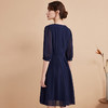 EITIE爱特爱秋季新款薄纱透视五分袖百褶通勤A字裙摆连衣裙7507241 商品缩略图4