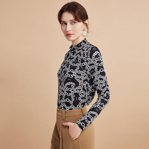 EITIE爱特爱秋季新款修身显瘦百搭印花小上衣7513215 商品图8
