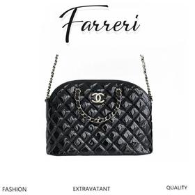 香奶奶  漆皮贝壳包 大号 黑色