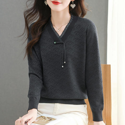 针织花边领短款薄，内搭上衣羊毛打底衫CC-101-86177 商品图3