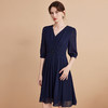 EITIE爱特爱秋季新款薄纱透视五分袖百褶通勤A字裙摆连衣裙7507241 商品缩略图3