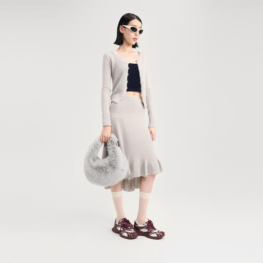 [捡漏价]lost in echo2024秋季新款轻薄毛针织开衫荷叶边A字毛织半身裙女 商品图0