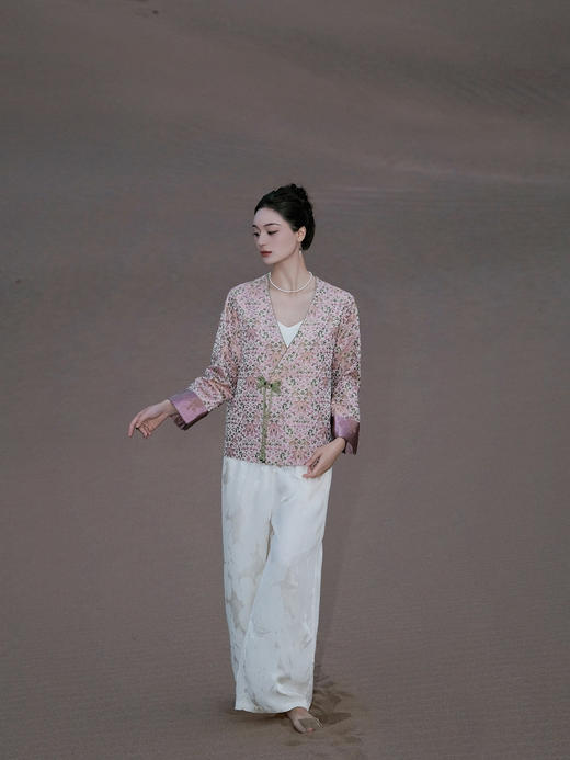 盛唐婧 |中式国风宋锦缠枝花交领外套 商品图0