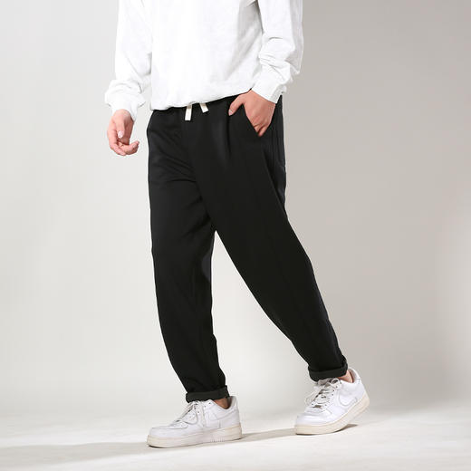 DRONKOO 2024 抽绳两侧破缝同色拼接针织中厚休闲长裤 商品图2