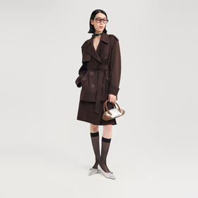 lost in echo2024秋季新款高级时尚双排扣翻领中长款风衣外套女