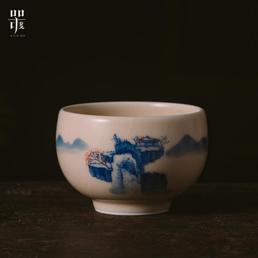 问鼎器度汝窑鹅黄青花玉容杯(咏鹤柳青) (山水)（鸳鸯戏水）（缺货） 商品图4