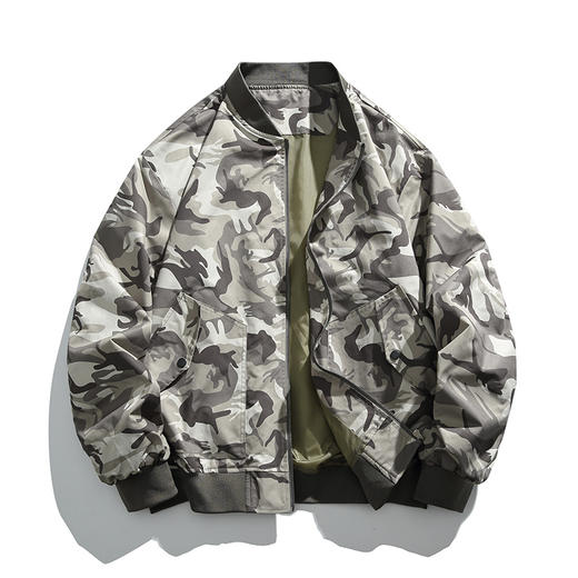 【特大码】【新款DH】大依优型大码棒球领夹克加肥加大休闲胖子宽松外套上衣男装潮流迷彩 商品图5