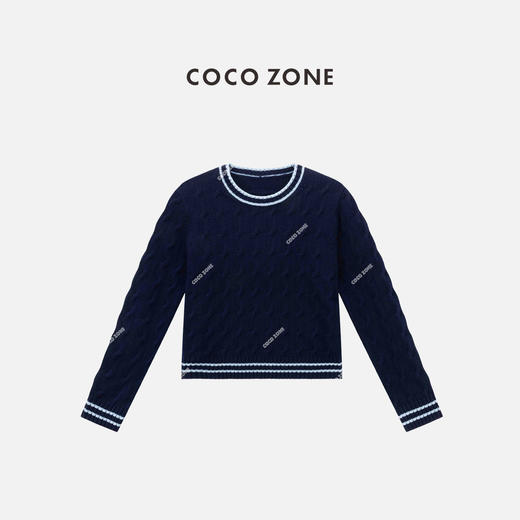 COCO ZONE 秋季圆领撞色针织衫女百搭长袖上衣CC2C1475 商品图0