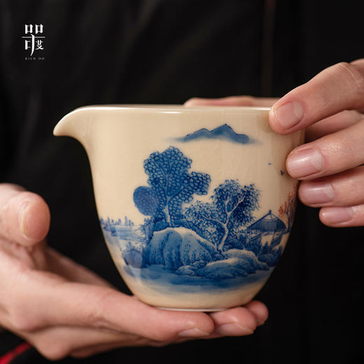 问鼎器度汝窑鹅黄青花雍雅公杯（山水）（缺货）（写意喜上红梅） 商品图2