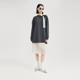 [捡漏价]lost in echo2024秋冬新品慵懒宽松落肩圆领镂空绑带长款卫衣女