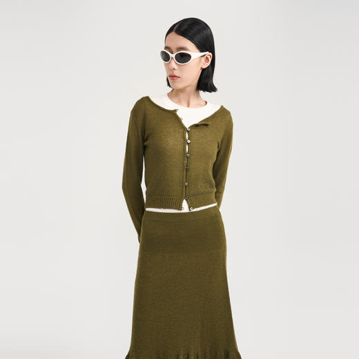 [捡漏价]lost in echo2024秋季新款轻薄毛针织开衫荷叶边A字毛织半身裙女 商品图2