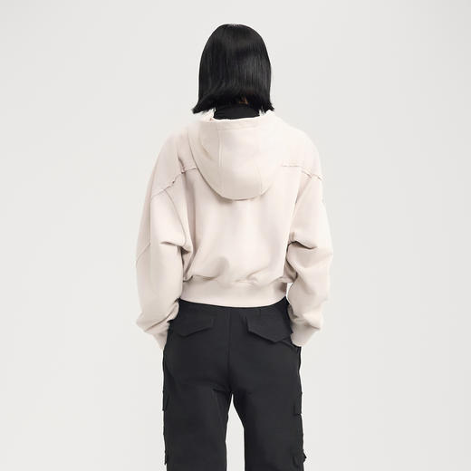 [捡漏价]lost in echo2024秋冬新品休闲慵懒落肩短款灰色连帽卫衣上衣女 商品图4