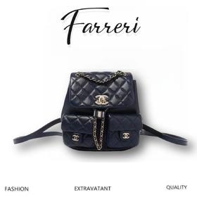 香奶奶  23A新款  Duma双包肩 光面牛皮  双尺寸 黑色