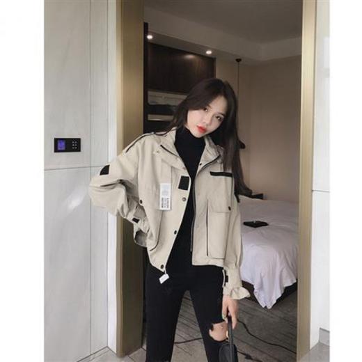 新款百搭 春秋韩版宽松显瘦立领工装夹克女ins潮 商品图6