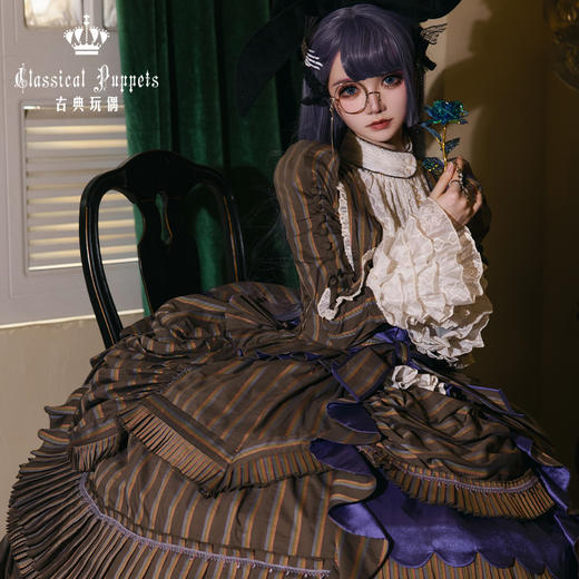 【全款预售】条纹格命 彩虹条巴斯尔 鱼骨OP+延长衬裙 古典玩偶 Lolita【2025年5月31日起发货】 商品图3