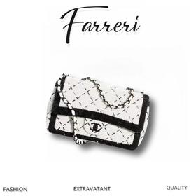 香奶奶 粗花编织毛 单肩斜跨手提包 黑拼白色