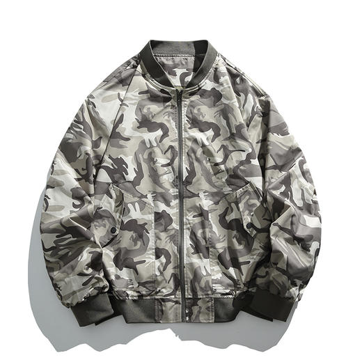 【特大码】【新款DH】大依优型大码棒球领夹克加肥加大休闲胖子宽松外套上衣男装潮流迷彩 商品图0