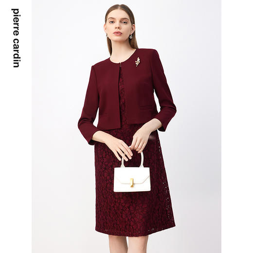 皮尔卡丹女装连衣裙淑女蕾丝拼接通勤假两件连衣裙P3318E3903T0 商品图4