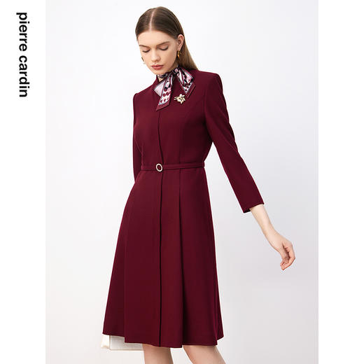 皮尔卡丹女装连衣裙秋冬新款红色时尚场合装羊毛裙子P3318E3895T0 商品图3