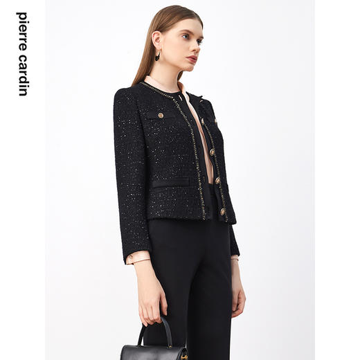 皮尔卡丹女装西装春秋粗花新款法式名媛高级感短外套P3312U3987B0
 商品图1