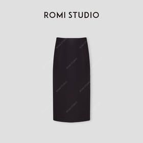 ROMI STUDIO “率性从容” 羊毛混纺肤感后开叉直身H型半裙431X3086