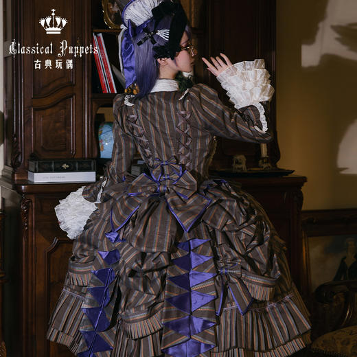 【全款预售】条纹格命 彩虹条巴斯尔 鱼骨OP+延长衬裙 古典玩偶 Lolita【2025年5月31日起发货】 商品图4