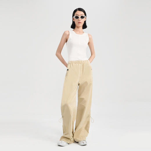 lost in echo2024夏季新款毛边圆领无袖紧身纯棉百搭工字吊带背心 商品图1