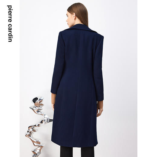 皮尔卡丹女装风衣蓝色纯色中长款商务羊毛大衣女外套P3301G3998N0
 商品图2