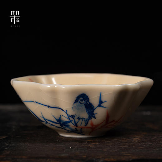 问鼎器度汝窑鹅黄青花葵盏杯（竹鸟）（松下棋谈）（缺货）（鱼戏青莲）（缺货） 商品图0