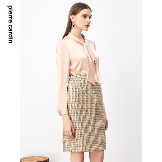 皮尔卡丹女装衬衫时尚气质长袖通勤飘带领衬衫P3352B3981M1
 商品图1