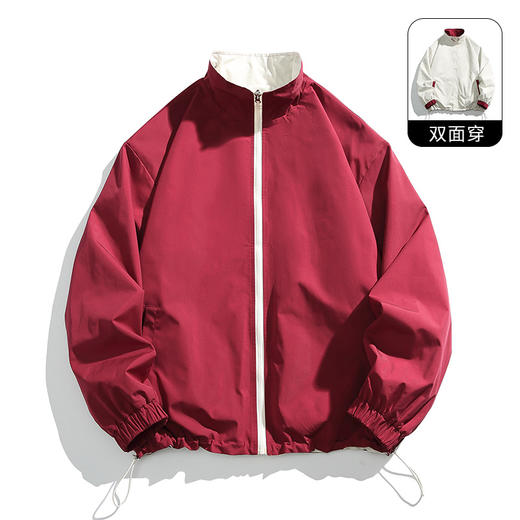 【Q】【双面穿】【新款DH】大依优型大码立领夹克加肥加大休闲胖子宽松外套上衣男装潮流 商品图0