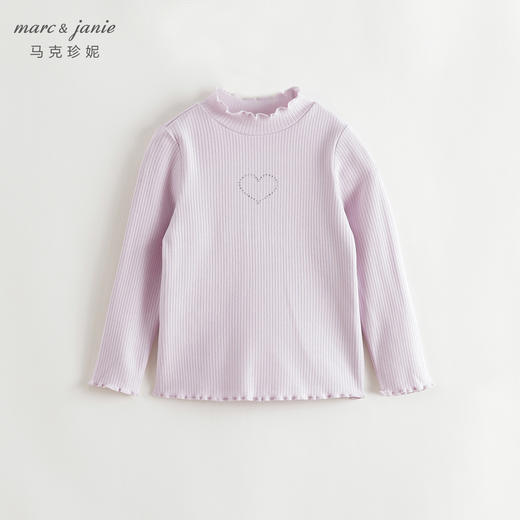 【科技发热】马克珍妮女童木耳花边打底衫2024年秋季新款241357 商品图2