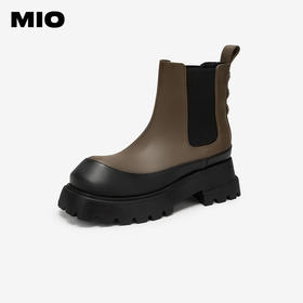 MIO米奥冬季撞色设计切尔西靴复古潮流时装靴圆头靴子女M245644101