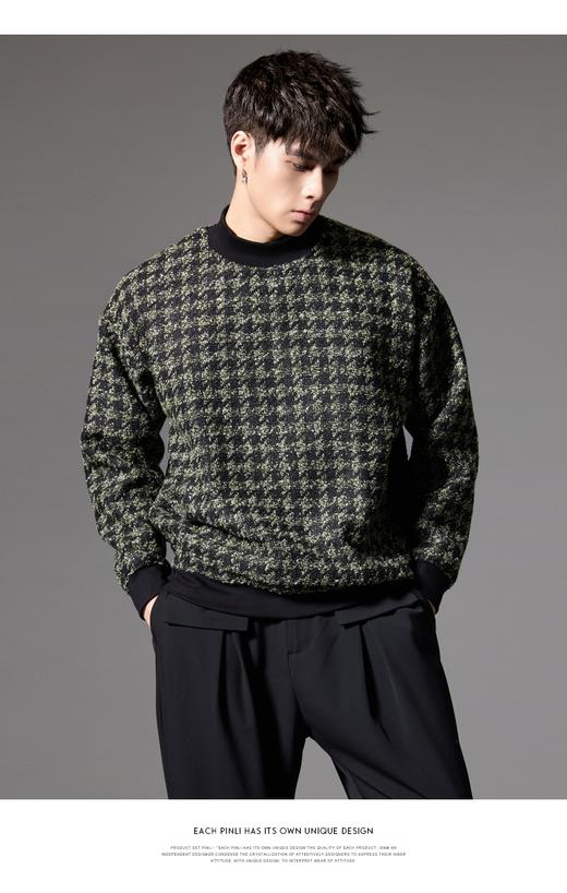 PINLI品立秋季新款半高领小香风卫衣潮牌提花宽松休闲男上衣B243109013 商品图6