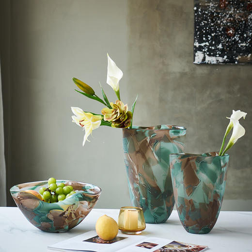 中古风玻璃花瓶花插花器摆件水果盘 商品图0