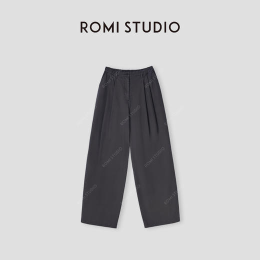 ROMI STUDIO“率性从容”*纸感棉松紧腰倒褶阔腿休闲裤 431K8084 商品图2