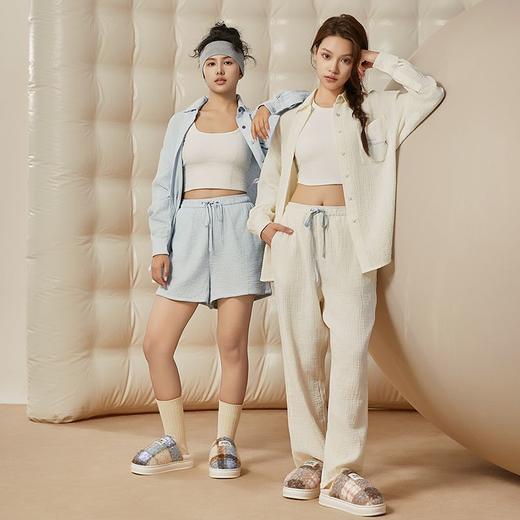 【专享】朴西空白格棉拖鞋女冬季家居保暖抗菌复古格纹加绒加厚拖鞋情侣 商品图4