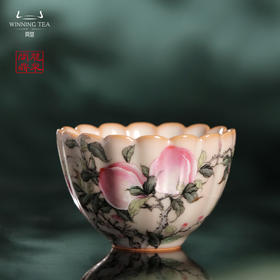 龙泉问鼎彩绘哥窑蕊香杯（三桃）