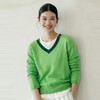 绽放旅行女装550朵/早秋重磅山羊绒v领撞色领口拼接套头针织衫 商品缩略图3