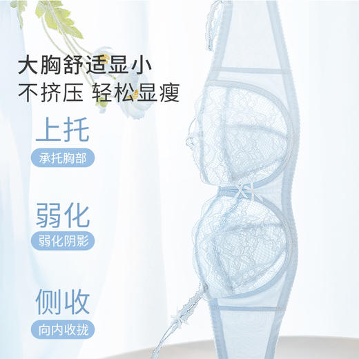 【2月积分兑换】奶糖派大胸显小气泡糖文胸超薄大胸显小防凸点蕾丝内衣女胸罩 商品图2
