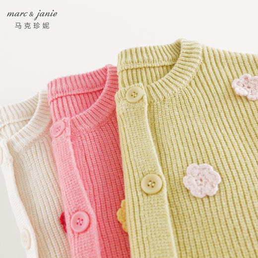 马克珍妮女童立体花朵针织开衫儿童毛衣宝宝外套秋冬新款241038 商品图5