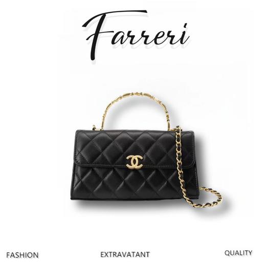 香奶奶Chanel 22B珐琅扣Kelly大号 黑金 正品皮 商品图0