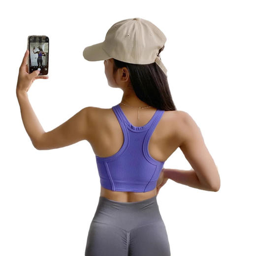 跃牌【轻匀系列】一体式运动背心女固定胸垫健身文胸紧身美背60127 商品图4