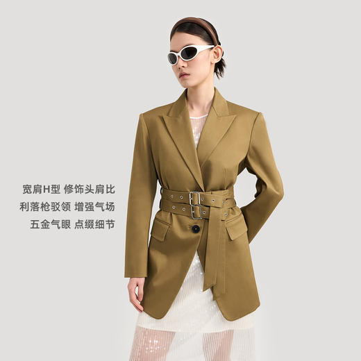 lost in echo2024秋冬新品黑色高级羊毛收腰长袖西装外套上衣女 商品图1