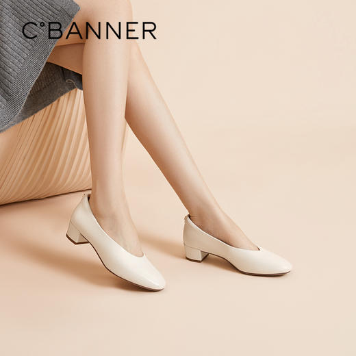 【静音系列】千百度中跟羊皮单鞋女秋季裸色小香风晚晚鞋A24482701/A24482703/A24482702/A24482704 商品图0