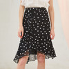 欧芮儿夏装2019新款女装黑白波点鱼尾裙女中长款不规则荷叶边裙 商品缩略图3