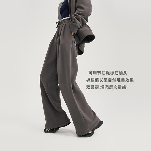 [捡漏价]lost in echo2024秋冬新款宽松休闲加绒连帽卫衣长裤直筒裤套装女 商品图2