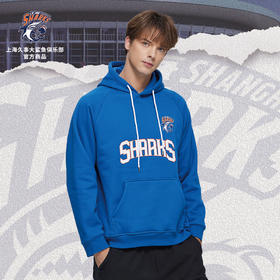 【官方正版】上海久事大鲨鱼俱乐部｜秋冬套头酷鲨深蓝篮板手绘印花卫衣